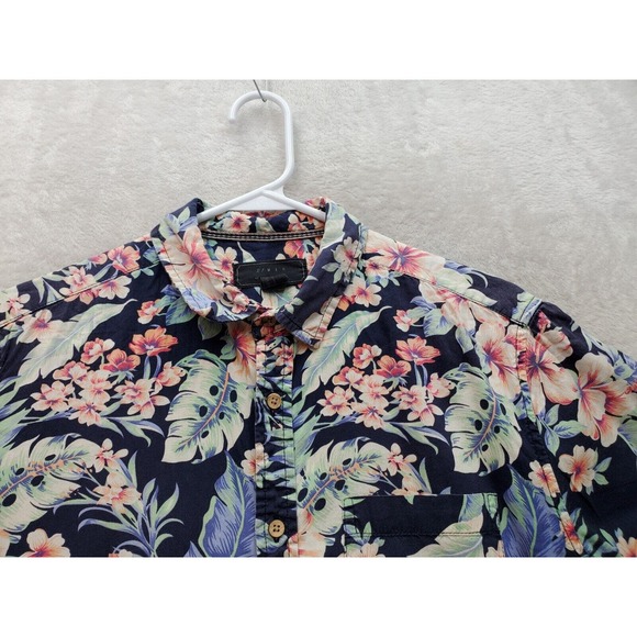 21 MEN Shirt Men's Small Multi Hawaiian Short Sleeve Pocket Collared Button Down - Picture 6 of 7